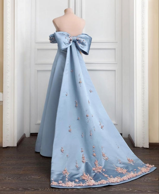 Robe de soirée longue élégante en strass bleu clair avec superbe robe de soirée pour les fêtes nv3088