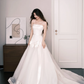 Minimalist Strapless Wedding Dress Satin Big Bow Bridal Gown  NV7254