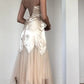 Champagne retro French elegant satin long Prom dress evening dress party dress wedding guest dress nv5359