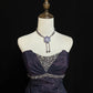 Sparkling dreamy starry purple night star river exquisite beaded satin floor-length retro long ball gown nv5149