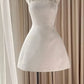 White suspender short satin homecoming dress birthday party dress nv5260