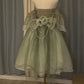 Green Cute Off Shoulder A Line Floral Short tulle Party Dress Mini Birthday Dress Homecoming Dress Prom Dress nv4172
