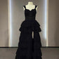 Black elegant fashion lace long tulle ball gown evening dress nv4913