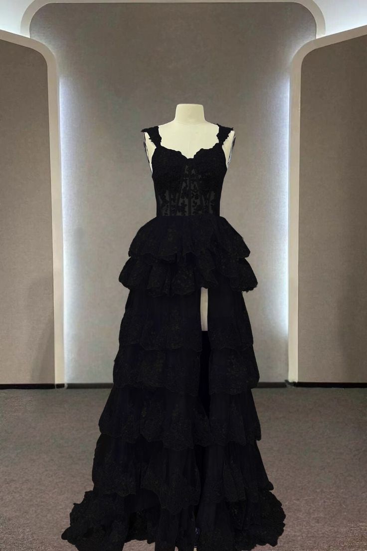 Black elegant fashion lace long tulle ball gown evening dress nv4913