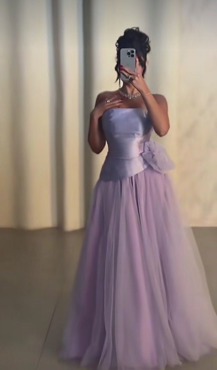 NiceVestidos--Purple Elegant Long Satin Tulle Ball Gown Princess Dress NV5862