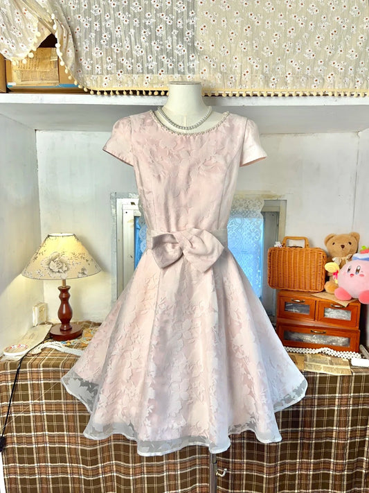 Light pink retro elegant short satin homecoming dress birthday dress nv5167