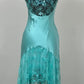 Blue Vintage Exquisite Beaded Lace Spaghetti Strap Long Prom Gown Evening Dress Party Dress nv3540
