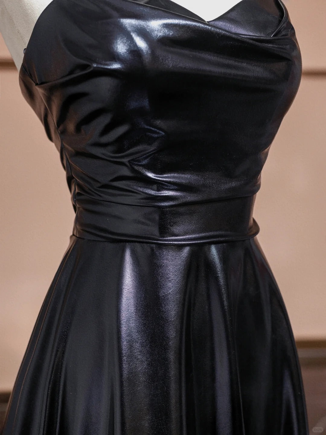 Black simple stylish satin floor-length ball gown evening dress nv5055