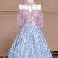 Pink Blue Beaded Long Tulle Floor Length Ball Gown Evening Dress nv5052