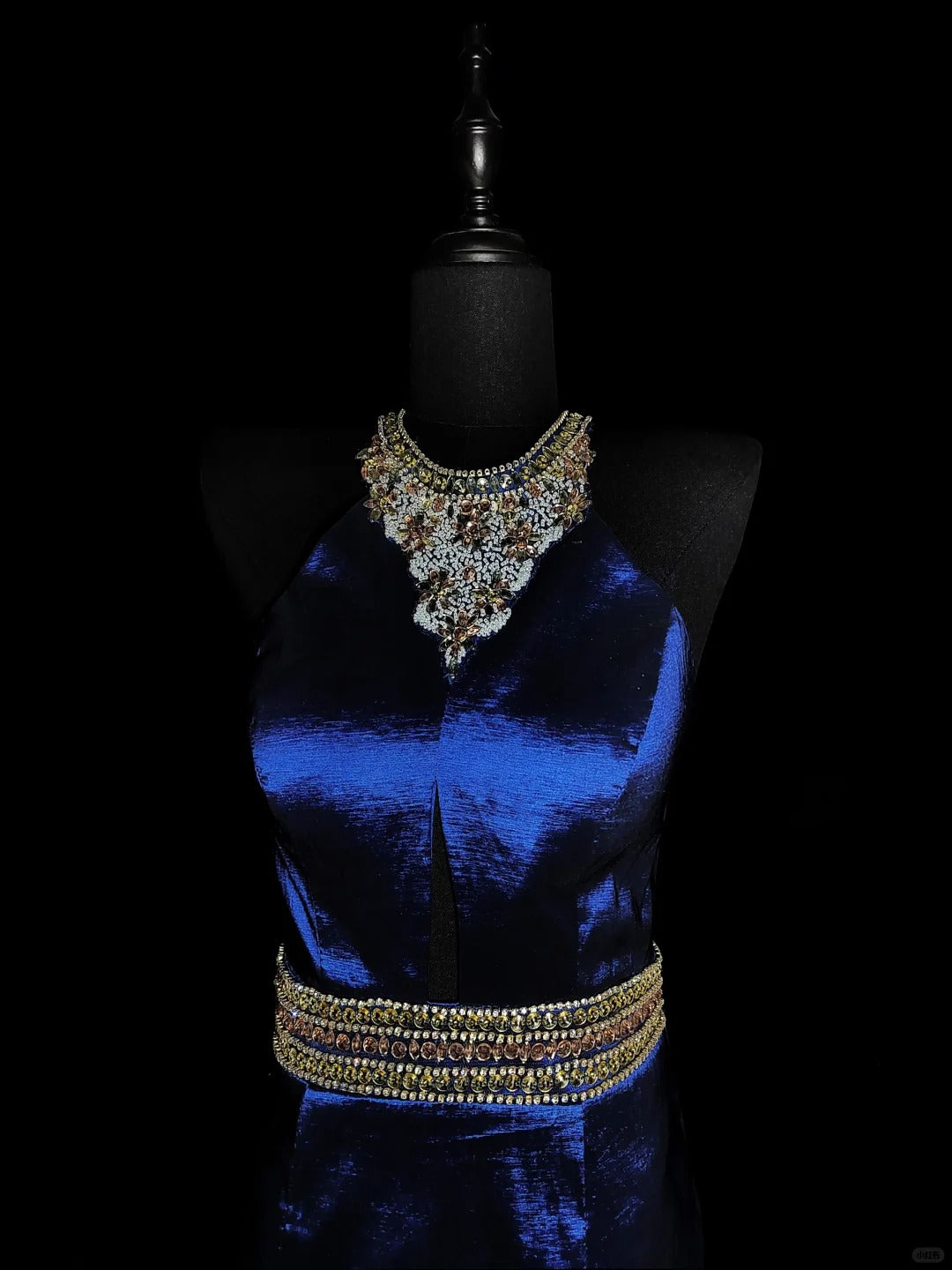 Blau Wunderschöne Elegante Mode Exquisite Edelstein Perlen Lange Meerjungfrau Schlank Satin Ballkleid Abendkleid Ballkleid nv3872