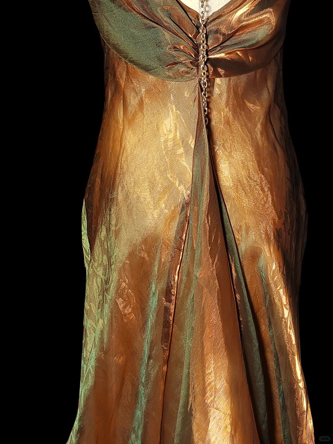 Goldgrünes, wunderschönes, modisches, elegantes, dunkles Muster, lange Spaghettiträger aus Satin mit Meerjungfrauenschwanz, Ballkleid, Abendkleid, Geburtstagspartykleid, Ballkleid, NV3968