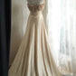 Brown Vintage Satin Long Prom Dress Evening Dress Party Dress Bridesmaid Dress nv4692