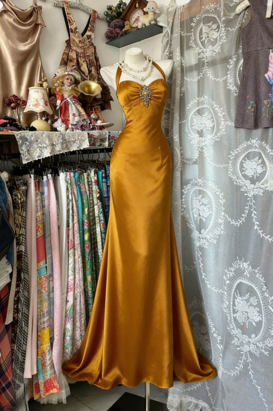 Retro elegant long satin dress NV6658