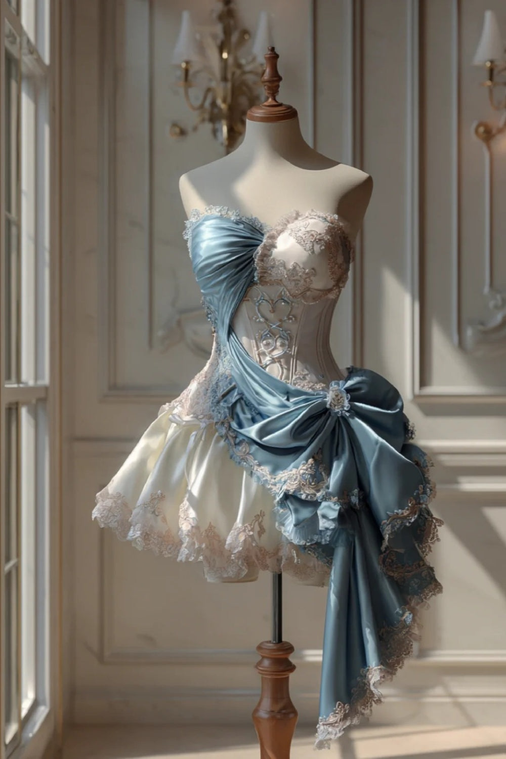 Rococo Treasures | Exquisite Rococo Misty Blue Dress, a Fairy-like Beauty NV6523