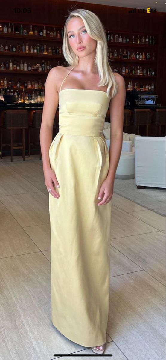 Robe moulante jaune à épaules dénudées et sans bretelles, robe de bal, robe de soirée nv1977