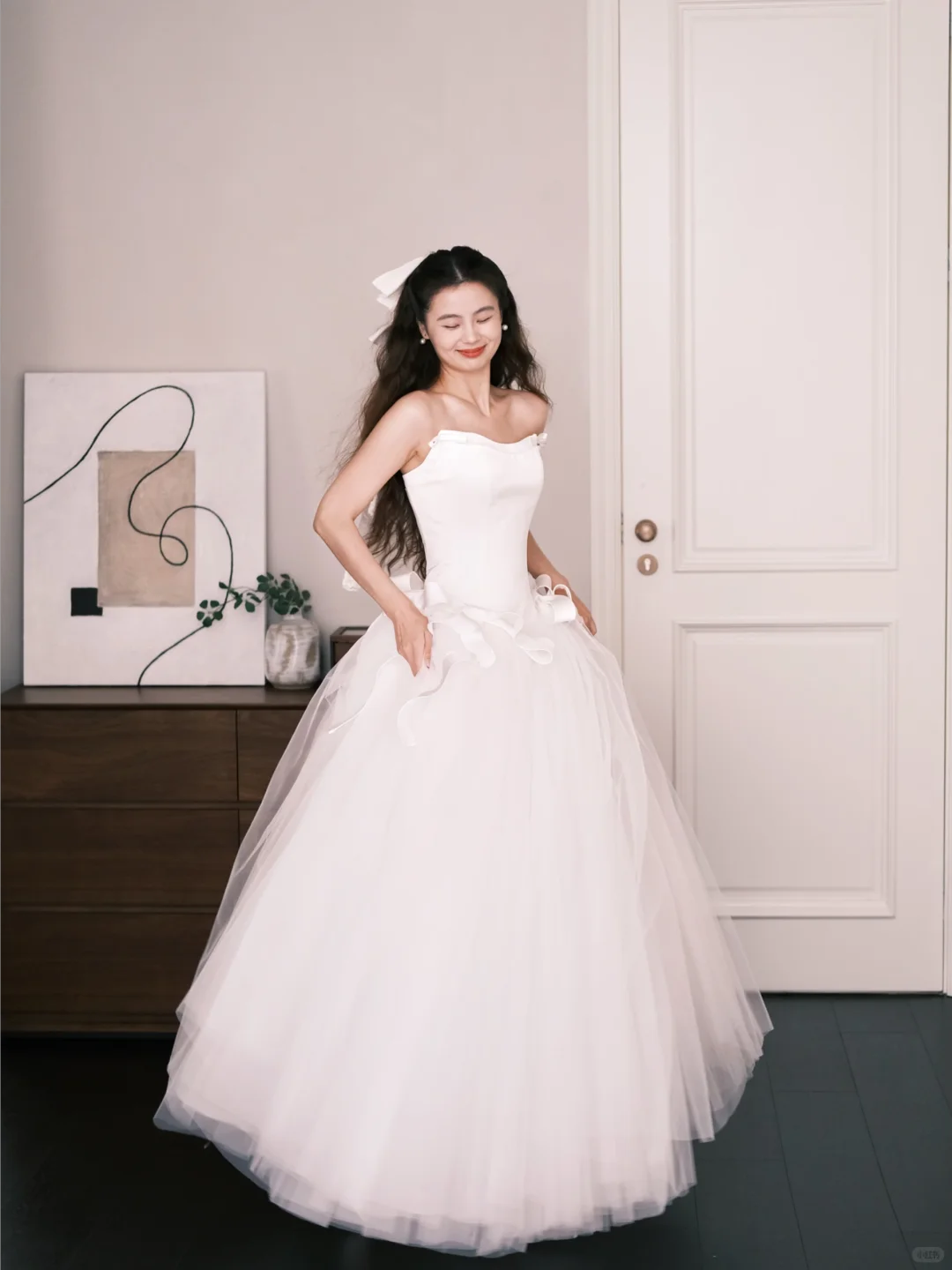White Off The Shoulder Tulle Wedding Dress Satin Bow Bridal Gown  NV7215