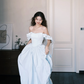 Light Blue Off Shoulder Detachable Puff Sleeve Prom Ball Gown  NV7372