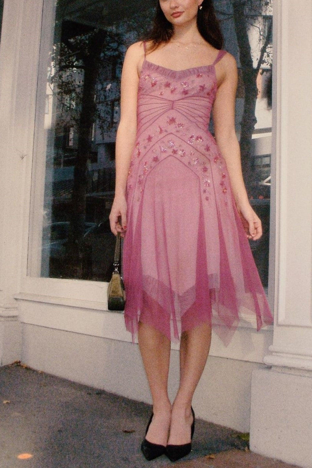 NiceVestidos--Pink beaded mid-length homecoming dress prom dress NV569 NiceVestidos--Pink beaded mid-length homecoming dress prom dress NV569