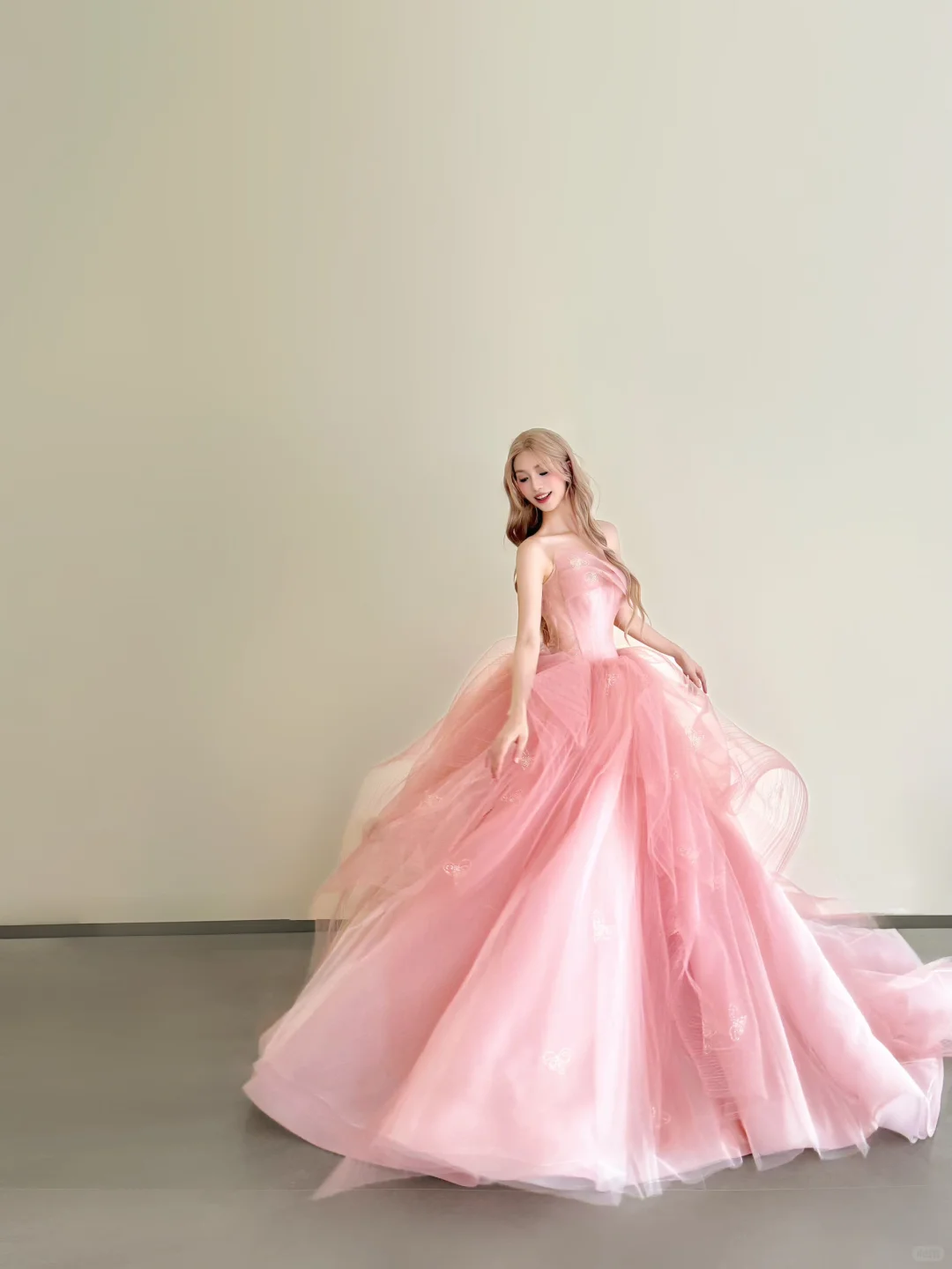 Dusty Pink One Shoulder Tulle Ball Gown Butterfly Embroidery Prom Dress  NV7180