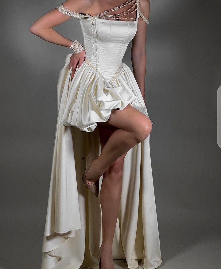 White pearl short fashion elegant homecoming dress birthday party dress prom dress nv4772