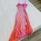 Rosa Mode Farbverlauf Elegante Plissee Exquisite Perlen Spaghetti Strap Lange Chiffon Ballkleid Abendkleid Partykleid nv3663