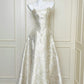 White exquisite gold floral long spaghetti strap satin prom dress nv5422