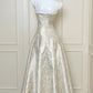 White exquisite gold floral long spaghetti strap satin prom dress nv5422