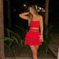 Red Fashion Strapless Off Shoulder Waist Short Mini Party Dress Homecoming Dress nv2269
