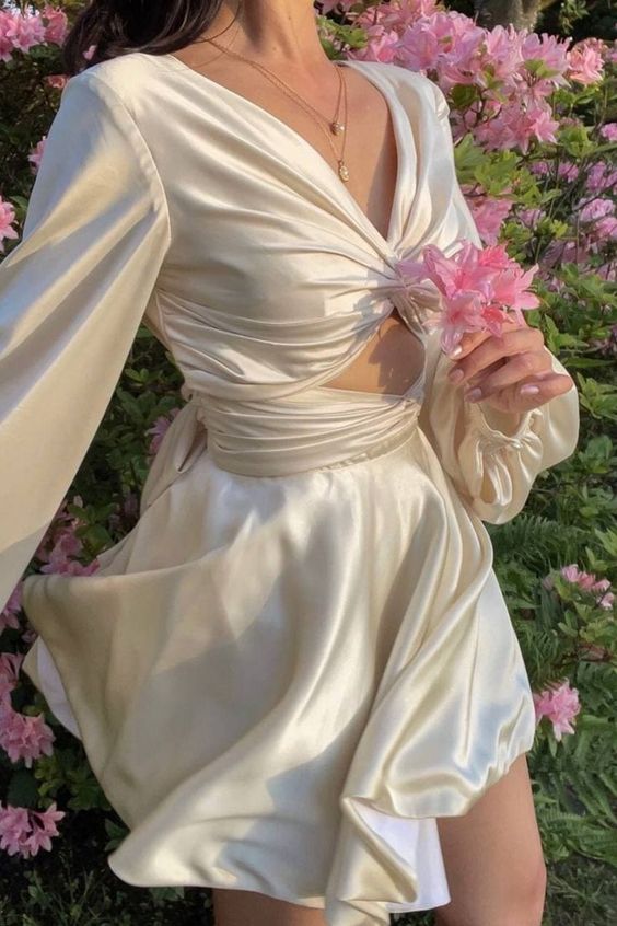 White Fashion V Neck Short Prom Dress Homecoming Party Dress nv1874