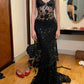 Black shiny elegant beautiful charming long floor length tulle exquisite beaded ball gown evening dress party dress prom dress nv3998