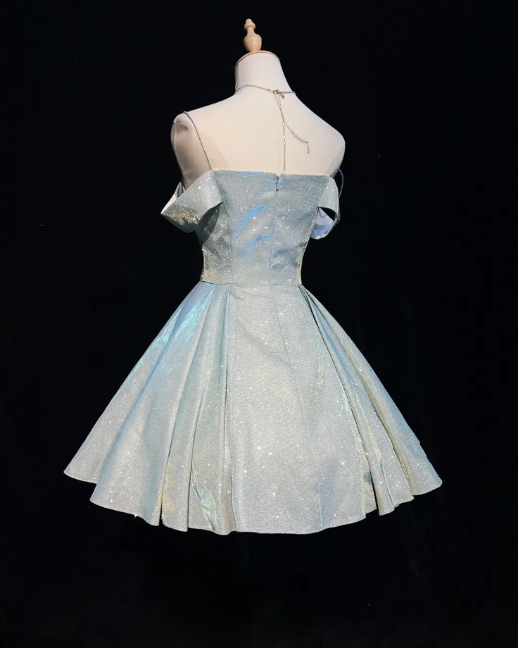 Blue Sparkling Short Satin Homecoming Dress Party Gown nv4860