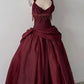 Halter Sleeveless Burgundy Satin Maxi Dress Luxury Elegant Tassel Waist Ball Gown for Gala Ball NV6299
