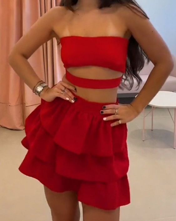 Red Fashion Strapless Off Shoulder Waist Short Mini Party Dress Homecoming Dress nv2269