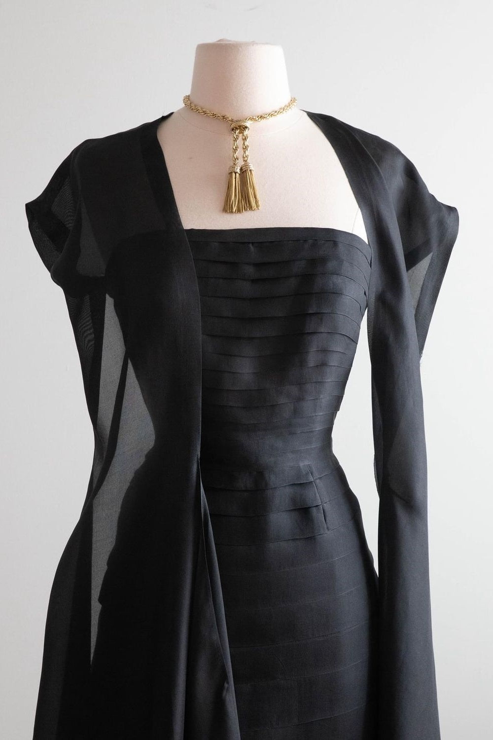 NiceVestidos--Birthday Cocktail Style Black Satin Pleated Strapless Dress Chiffon Short Sleeve Shrug Knee-Length Long Birthday Dress NV5808