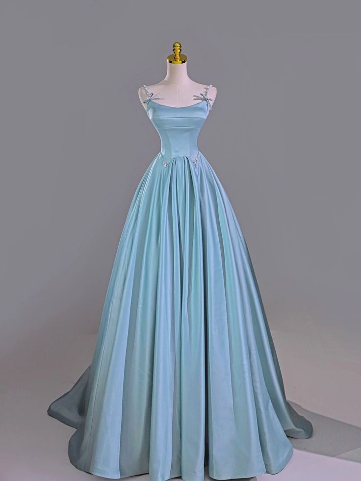 Blue long satin ball gown evening dress party dress nv4861