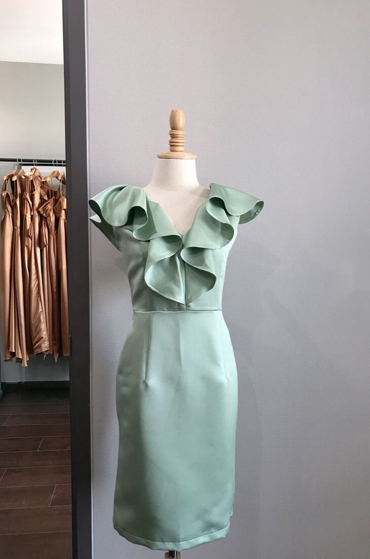 Green fashion simple elegant long satin ball gown evening dress wedding mother of the party dress bridesmaid dress prom dress nv3890