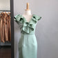 Green fashion simple elegant long satin ball gown evening dress wedding mother of the party dress bridesmaid dress prom dress nv3890