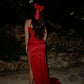 Red stylish elegant spaghetti strap long floor length ball gown evening dress party dress nv3505