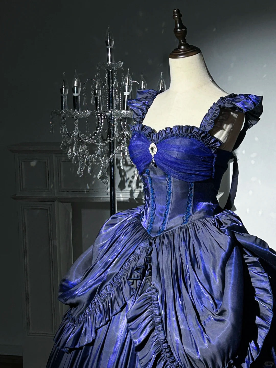 Blue Mysterious Vintage Fashion Elegant Long Satin Floor Length Ball Gown Evening Dress Party Dress nv4192