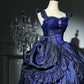 Blue Mysterious Vintage Fashion Elegant Long Satin Floor Length Ball Gown Evening Dress Party Dress nv4192