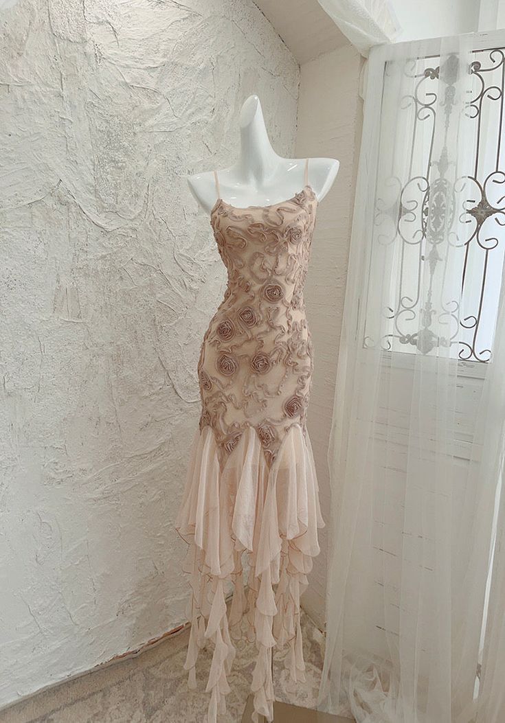 Pink exquisite floral long chiffon prom dress party dress nv5362