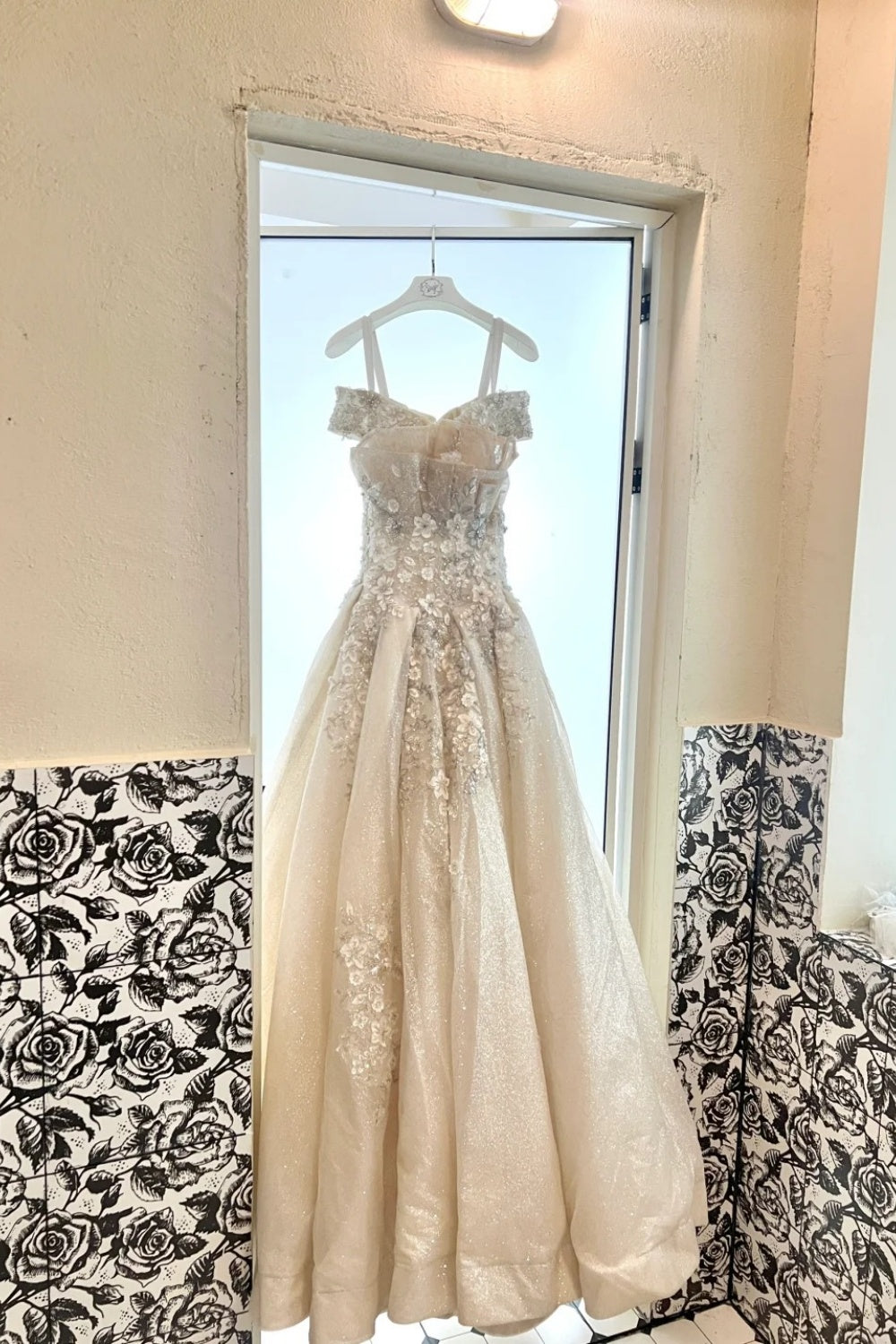 One Shoulder Heavy Studded Chiffon Evening Gown NV6719