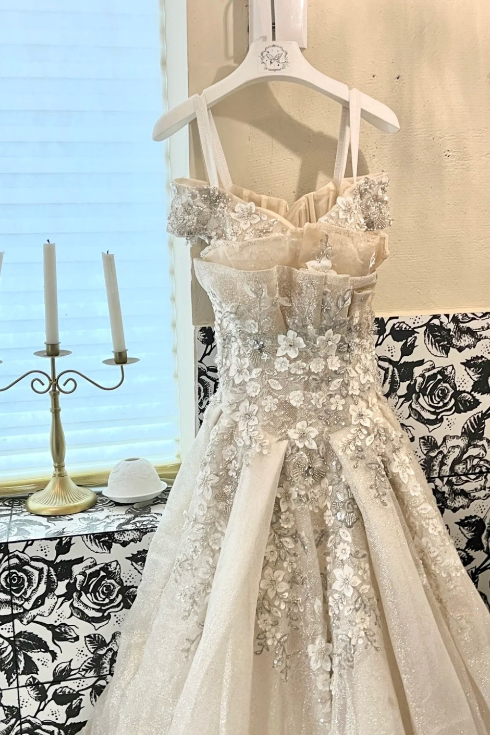 One Shoulder Heavy Studded Chiffon Evening Gown NV6719