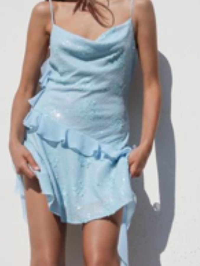 Blue Fashion Shiny Long Sequin Homecoming Dress Party Gown nv4803