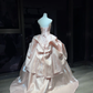 Strapless Blush Pink Prom Dress Hand Beaded Neckline Corset Shiny Satin Ruffle Ball Gown  NV7044
