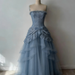 NiceVestidos--Vintage Strapless Lace High-End Wedding Dress, Court Style Corset 3D Floral Embellished Ball Gown for Retro Wedding NV5891