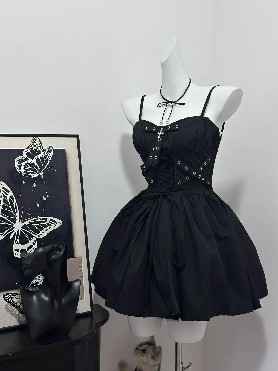 Black Vintage Elegant Cute Cool Sweet Short Chiffon Homecoming Dress Prom Dress Evening Dress Birthday Party Dress Prom Dress nv4050