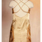 Gold Floral Elegant Long Satin Prom  Dress Evening Dress Party Dress nv4696