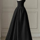 Black off-shoulder stylish elegant long satin tulle ball gown evening dress nv3183