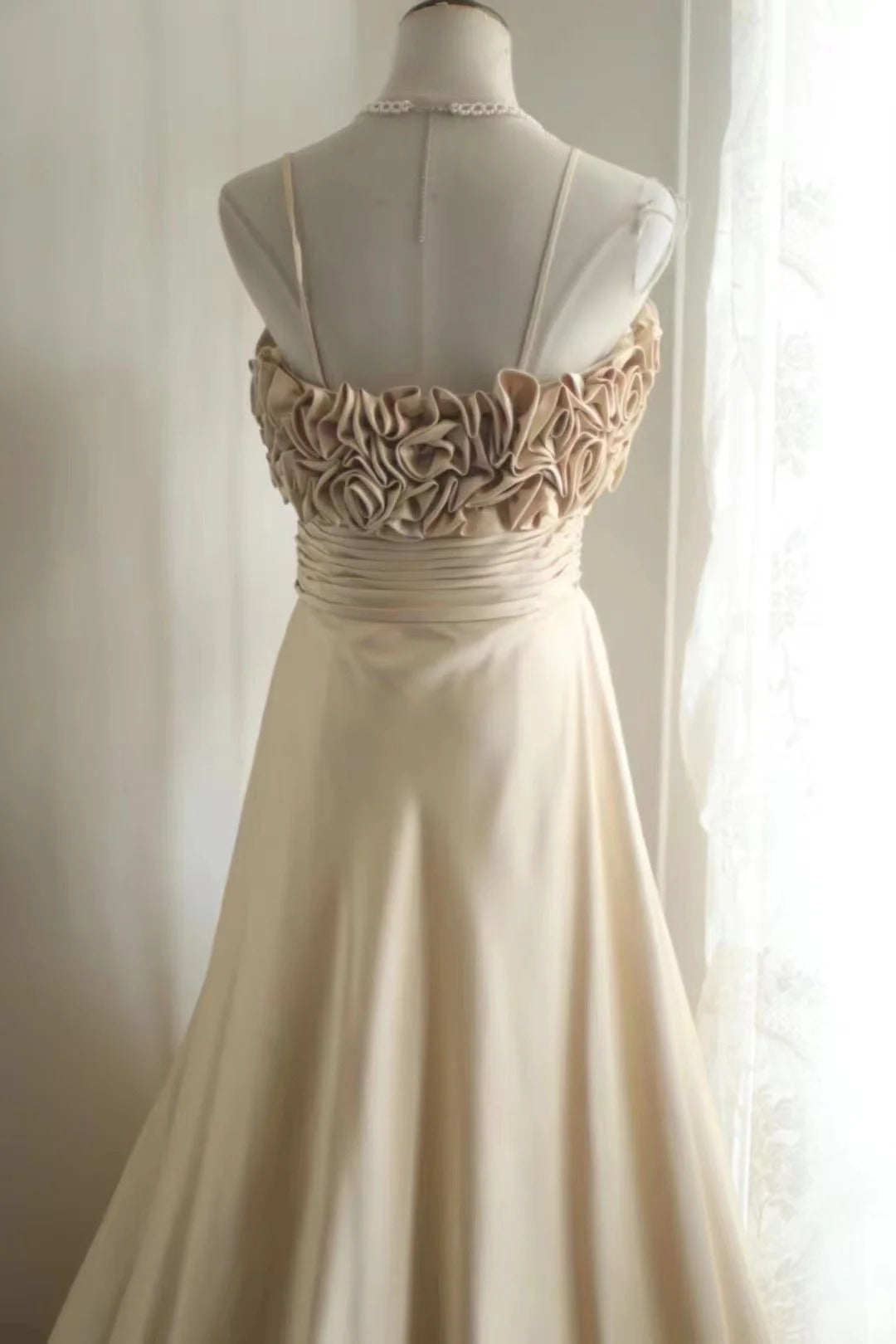 Brown Vintage Satin Long Prom Dress Evening Dress Party Dress Bridesmaid Dress nv4692